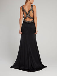 Black Décolleté Empire Maxi Dress