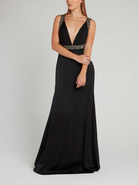 Black Décolleté Empire Maxi Dress