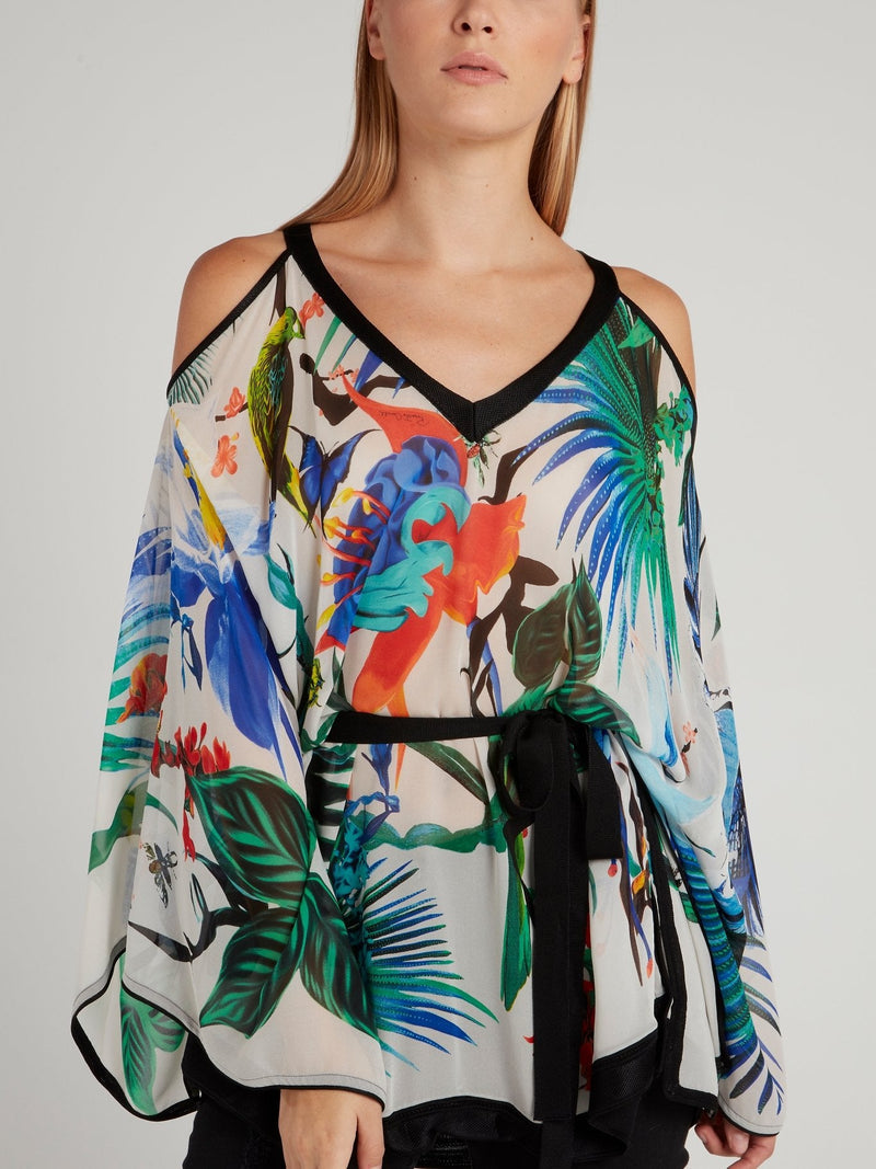 Flora and Fauna Cold Shoulder Short Kaftan