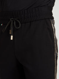 Black with Gold Studded Side Stripe Jogging Trousers