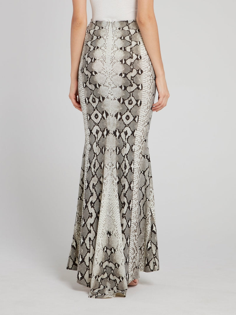 Snake Effect Godet Maxi Skirt