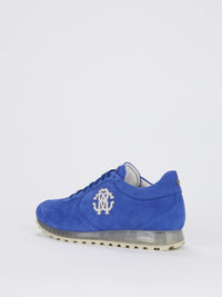 Blue Logo Appliquéd Suede Sneakers