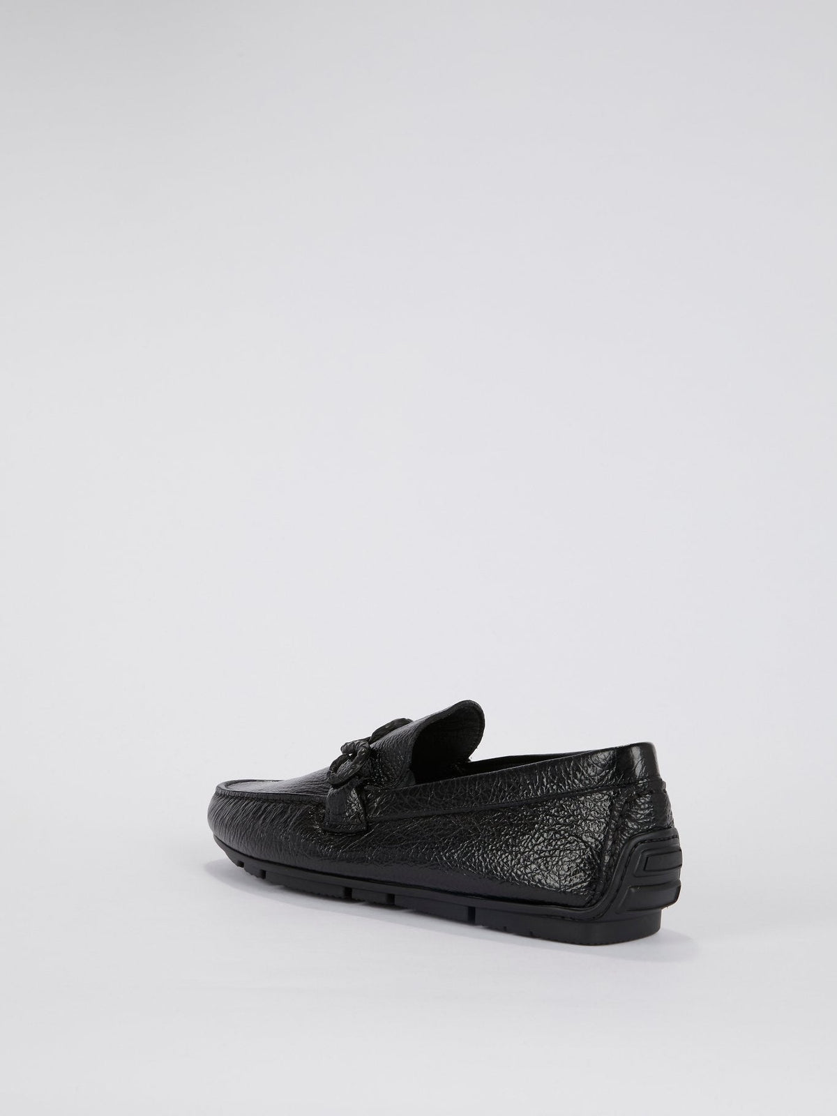 Black Snake Embellished Leather Moccasins