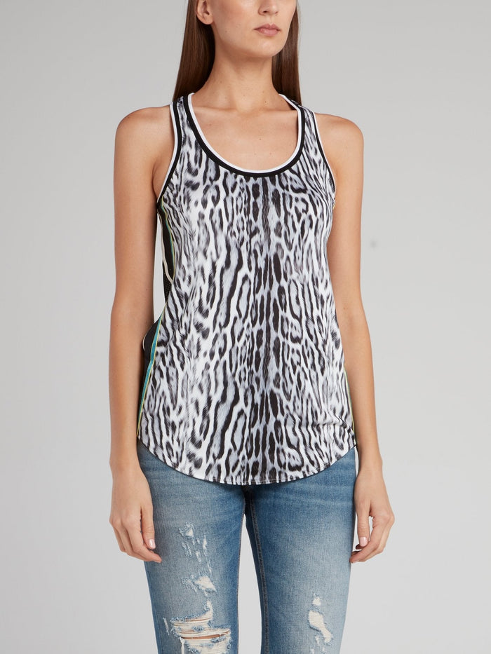 Animal Print Net Back Tank Top