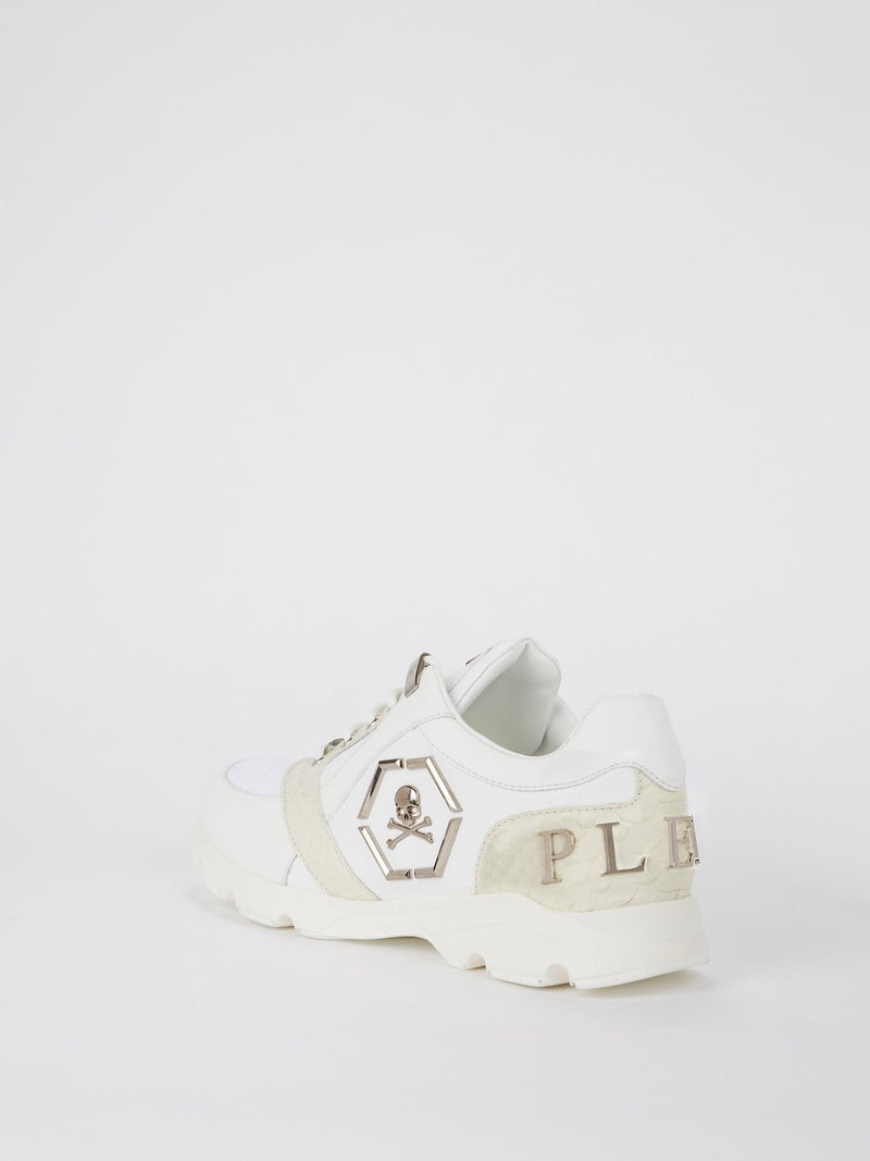 White Rear Logo Platform Sneakers