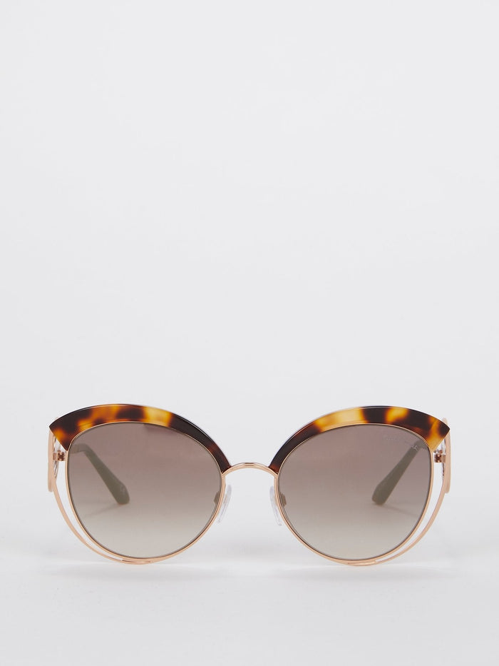 Tortoiseshell Cat Eye Logo Sunglasses