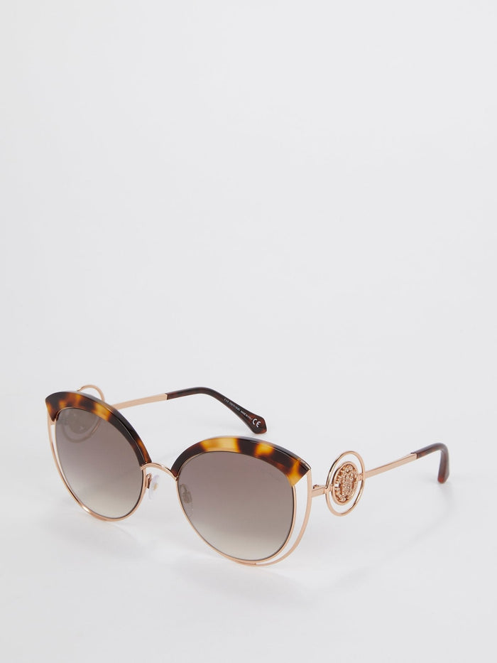 Tortoiseshell Cat Eye Logo Sunglasses