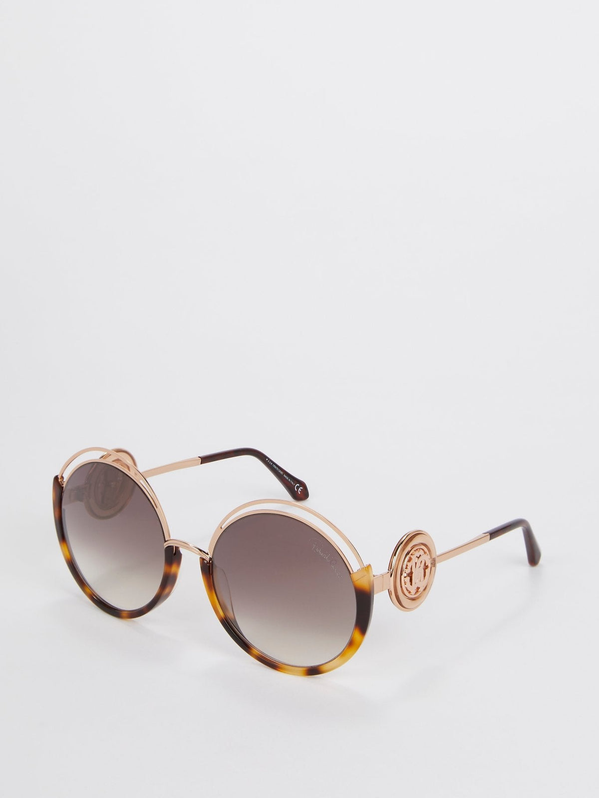 Tortoiseshell Round Logo Sunglasses