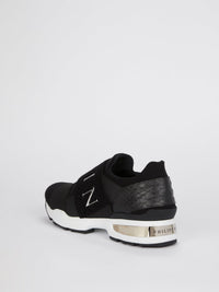 Black Front Logo Strap Sneakers