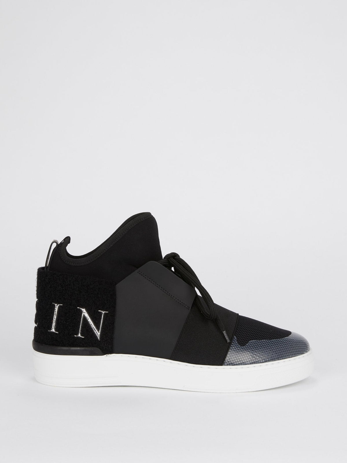 Black Rear Logo High Top Sneakers