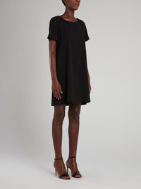 Black Crewneck Shift Dress