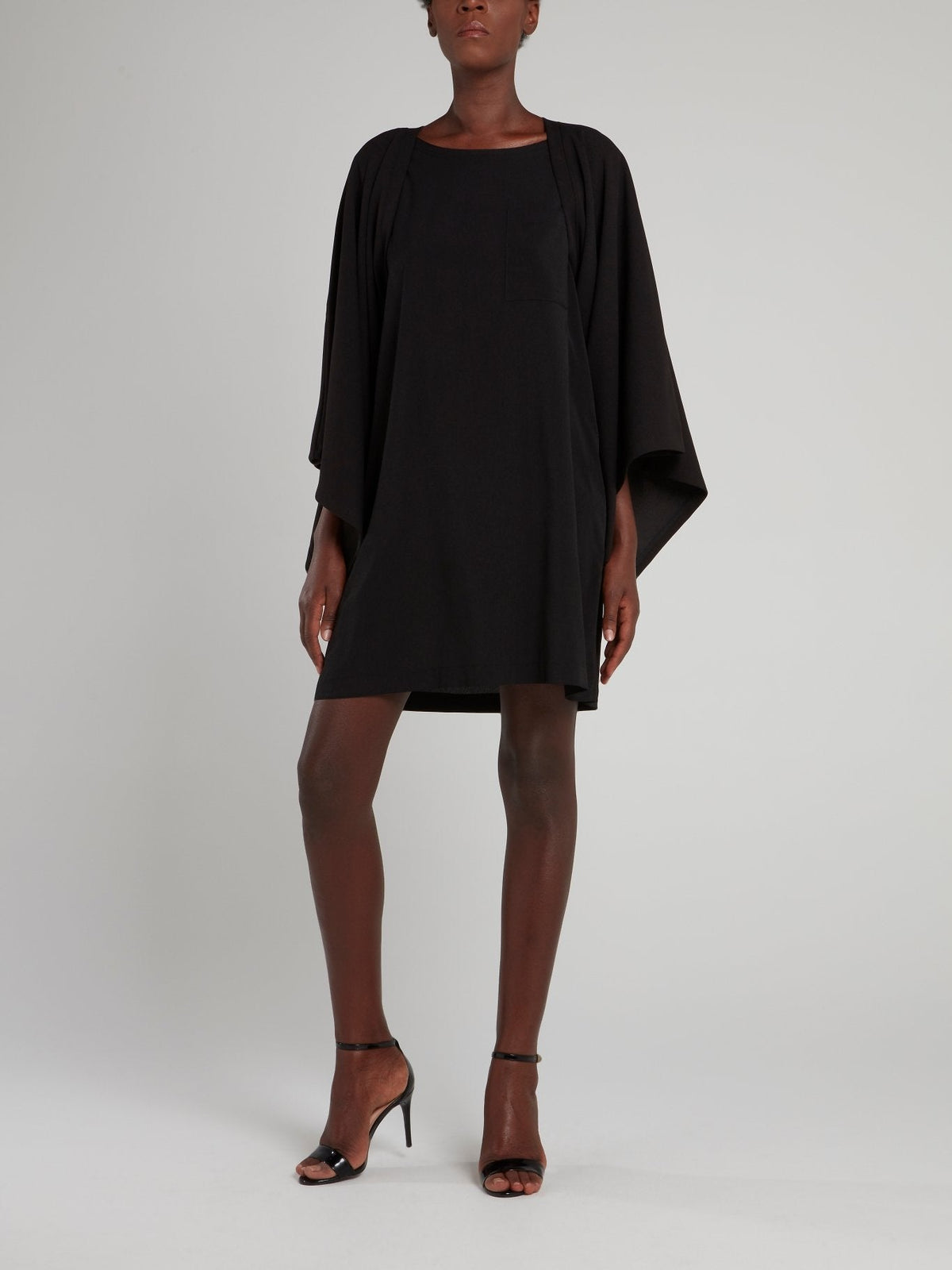 Black Crewneck Shift Dress