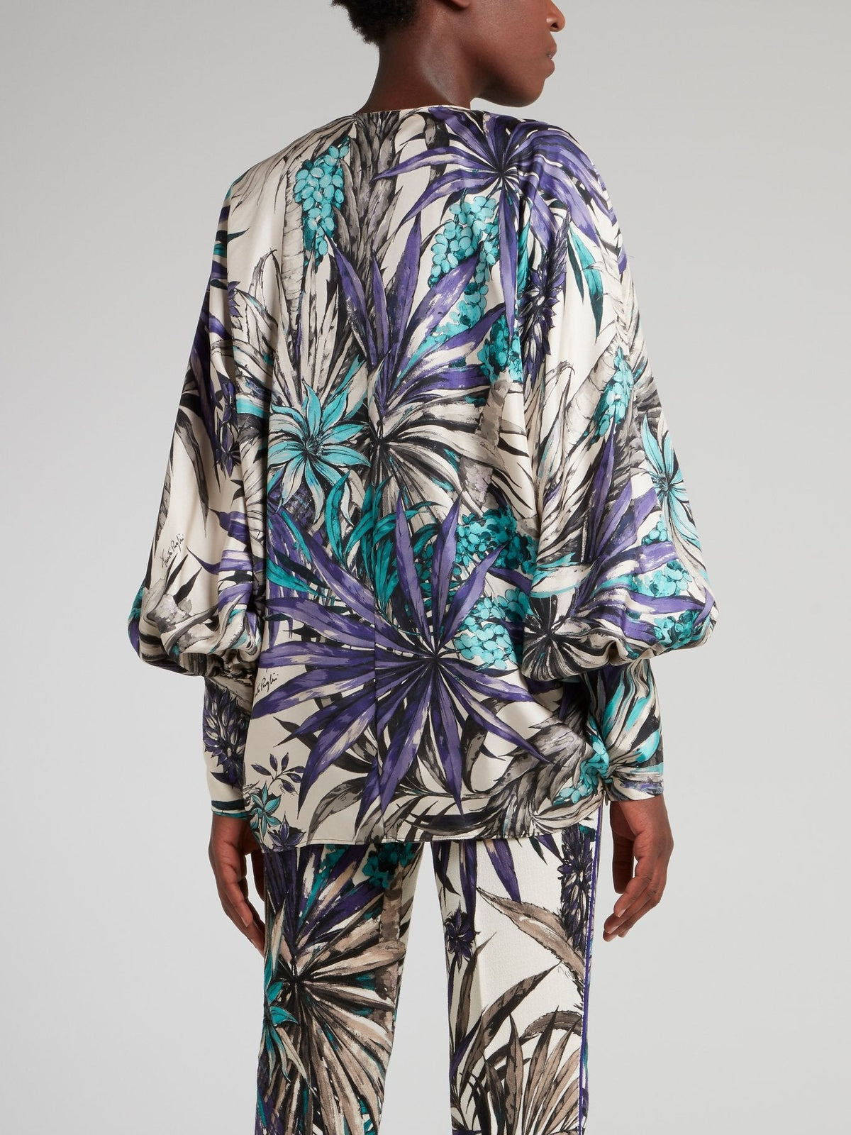 Tropical Print Surplice Top