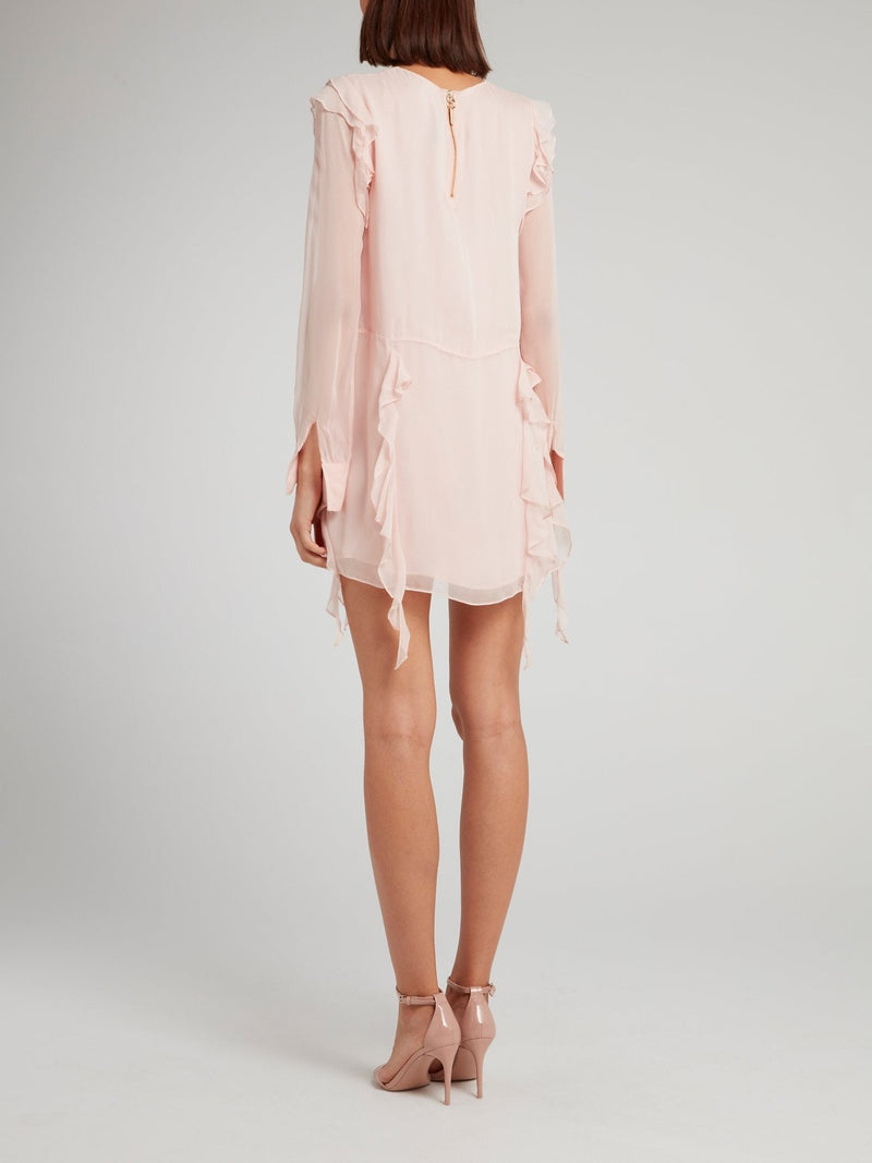 Pink Ruffle Detail Mini Dress