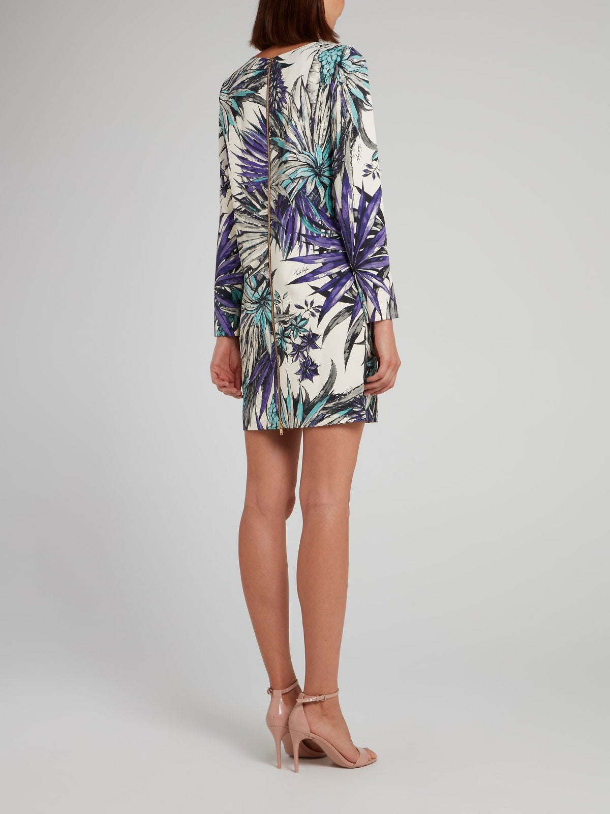 Tropical Print Crewneck Shift Dress