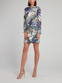 Tropical Print Crewneck Shift Dress