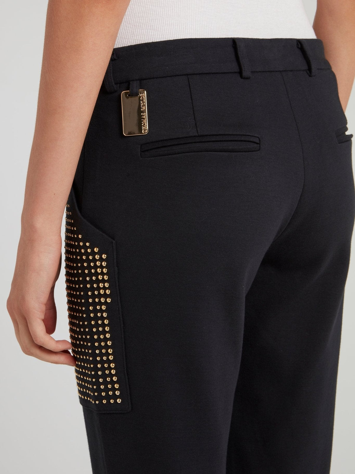 Black Embellished Cropped Pants