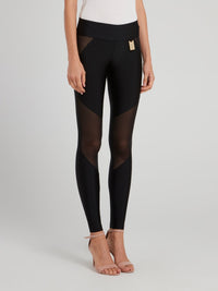 Black Mesh Panel Leggings