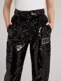 Sequin Embellished Jersey Pants