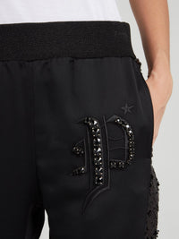 Black Sequin Panel Jogging Trousers