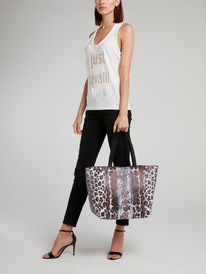 Animal Print Leather Tote Bag