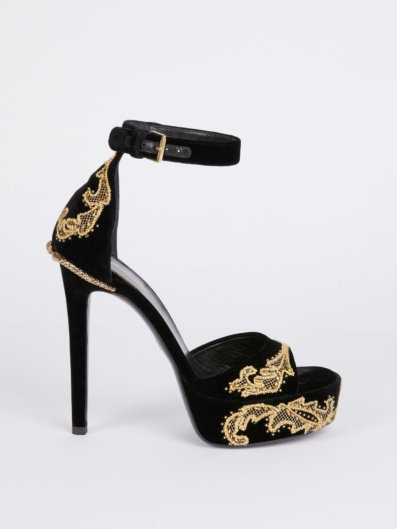 Baroque Embellished Contrast Sandals