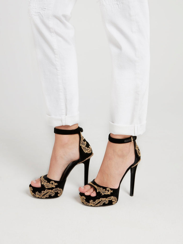 Baroque Embellished Contrast Sandals