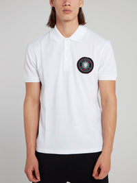 White Appliquéd Polo Shirt