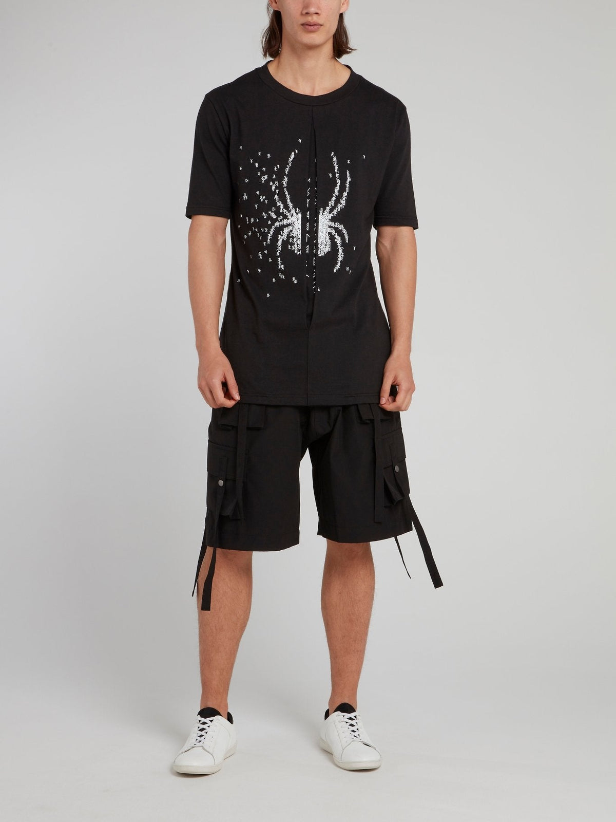 Black Cargo Drawstring Shorts