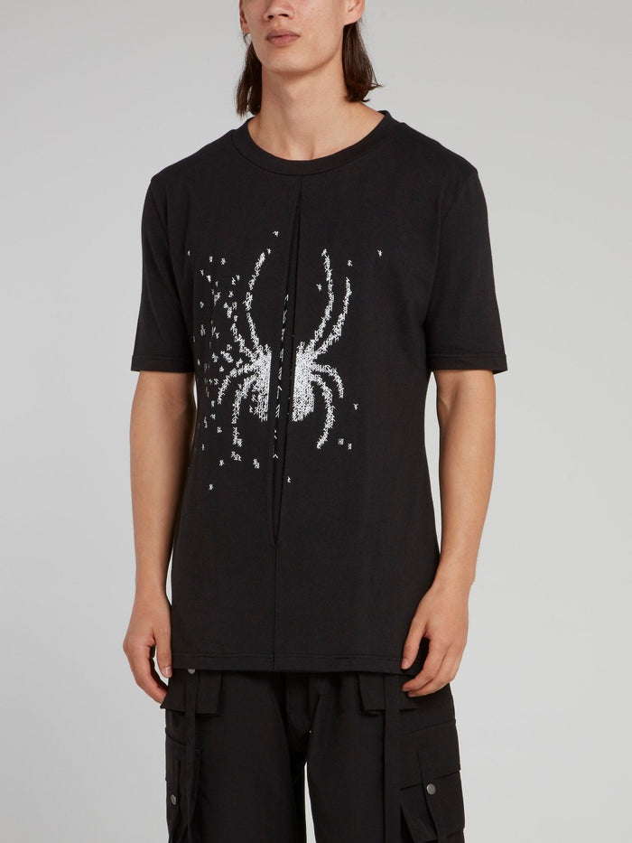 Black Spider Embroidered T-Shirt