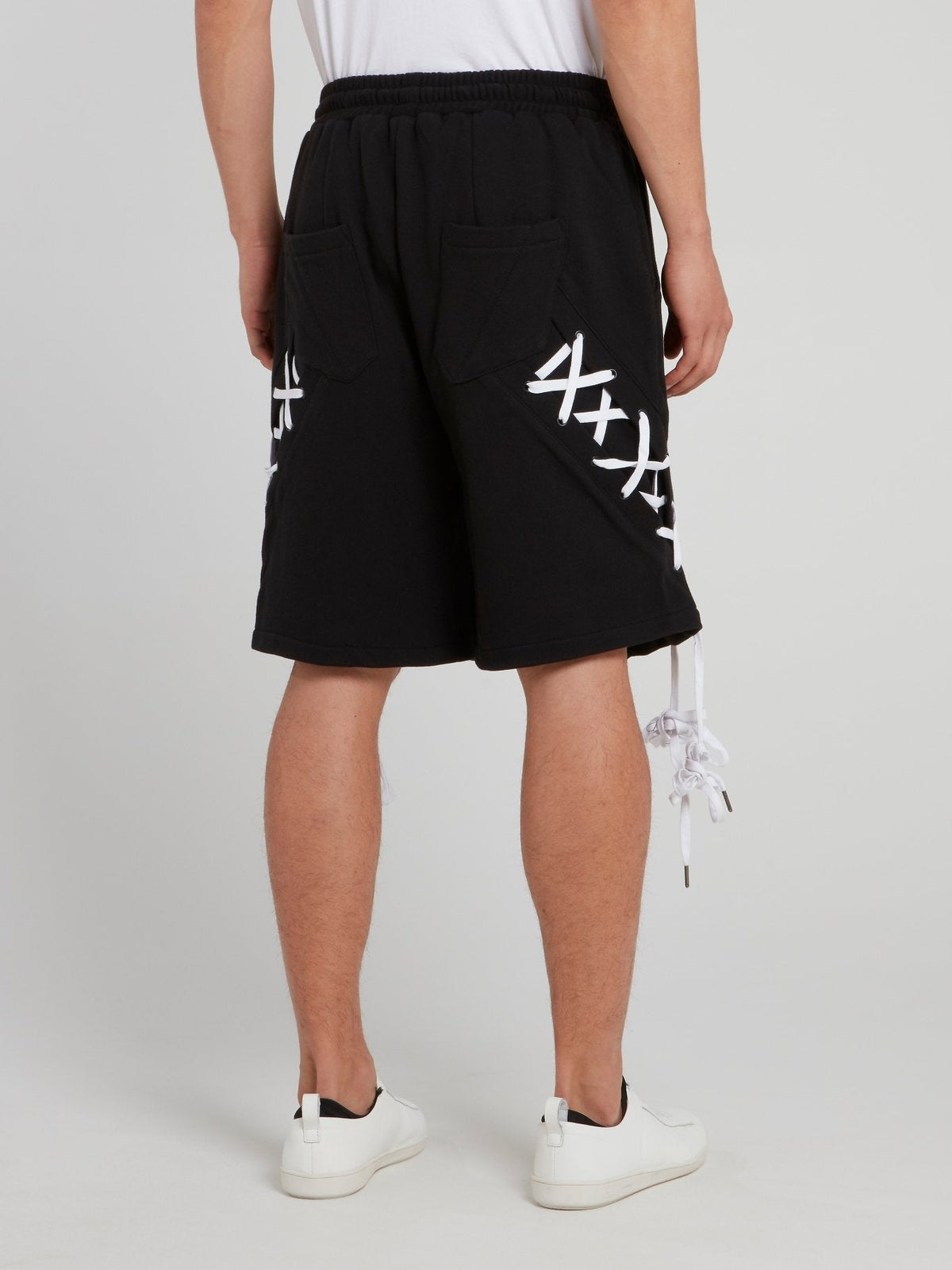 Black X-String Drawstring Shorts