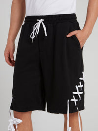 Black X-String Drawstring Shorts