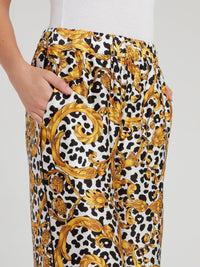 Baroque Leopard Print Midi Pants