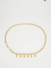 Gold Tone Logo Chain Belt
