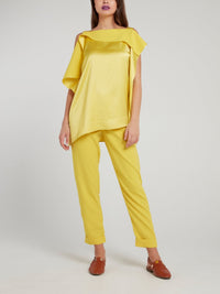 Yellow Asymmetric Satin Top