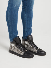 Black Dollar Skull High Top Sneakers