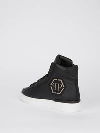 Black High Top Leather Sneakers