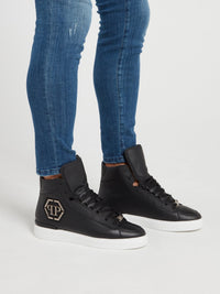 Black High Top Leather Sneakers