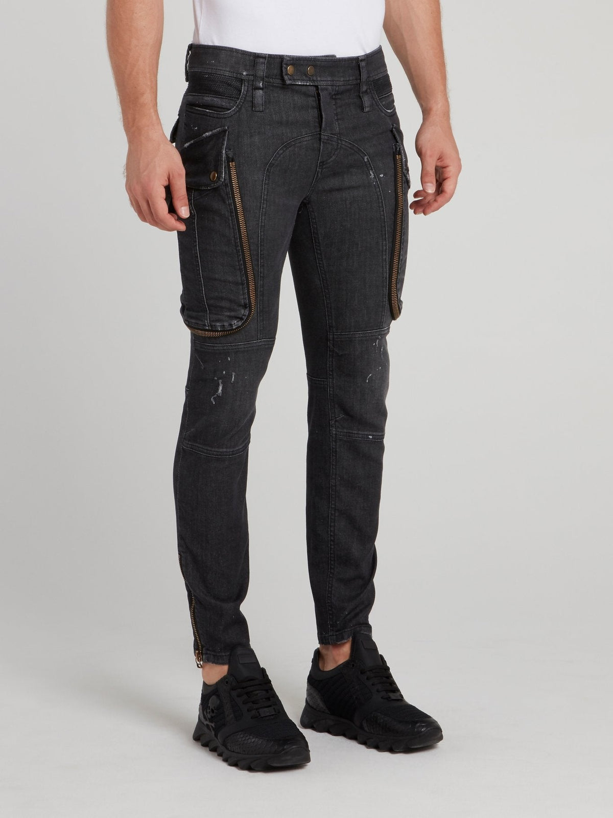 Black Oversized Pocket Cargo Denim Jeans