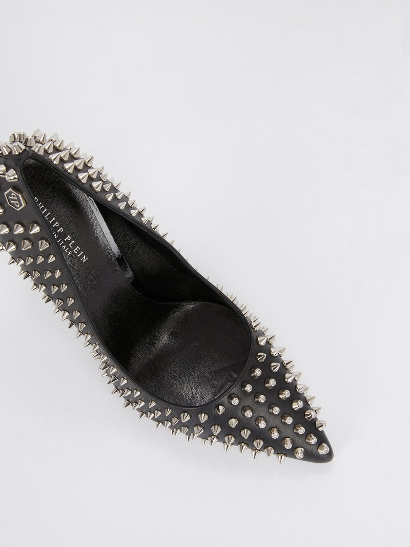 Black Spike Studded Pumps