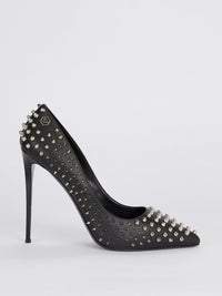 Black Spike Studded Pumps