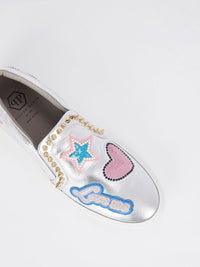 Metallic Appliquéd Slip On Sneakers