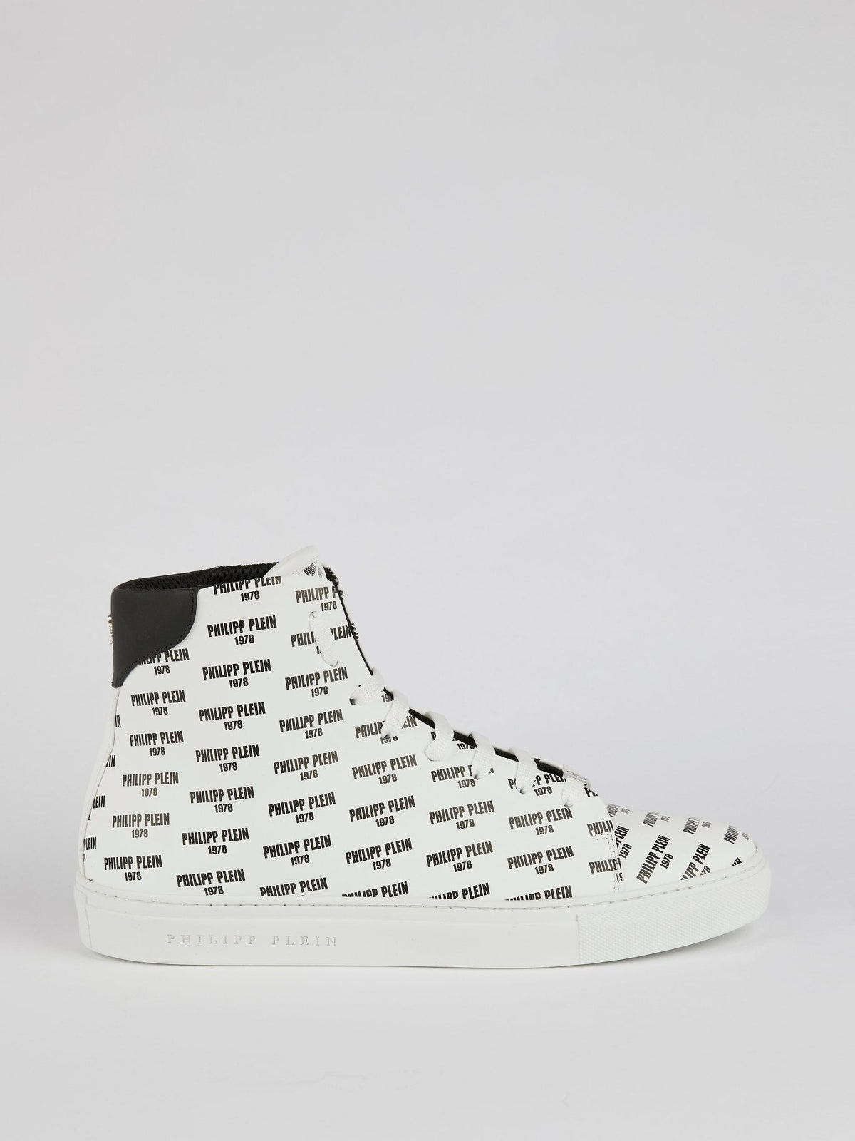 Yaeger White Monogram Print Sneakers