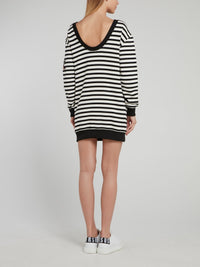 Appliquéd Striped Mini Dress