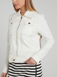 White Rainbow Rear Print Zip Up Blouson