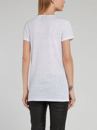 White Leopard Mesh Statement T-Shirt