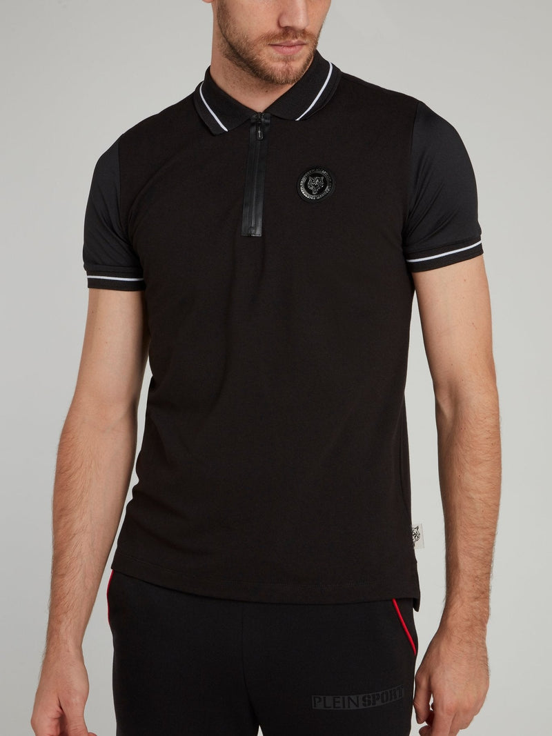 Striped Edge Rear Print Logo Polo Shirt