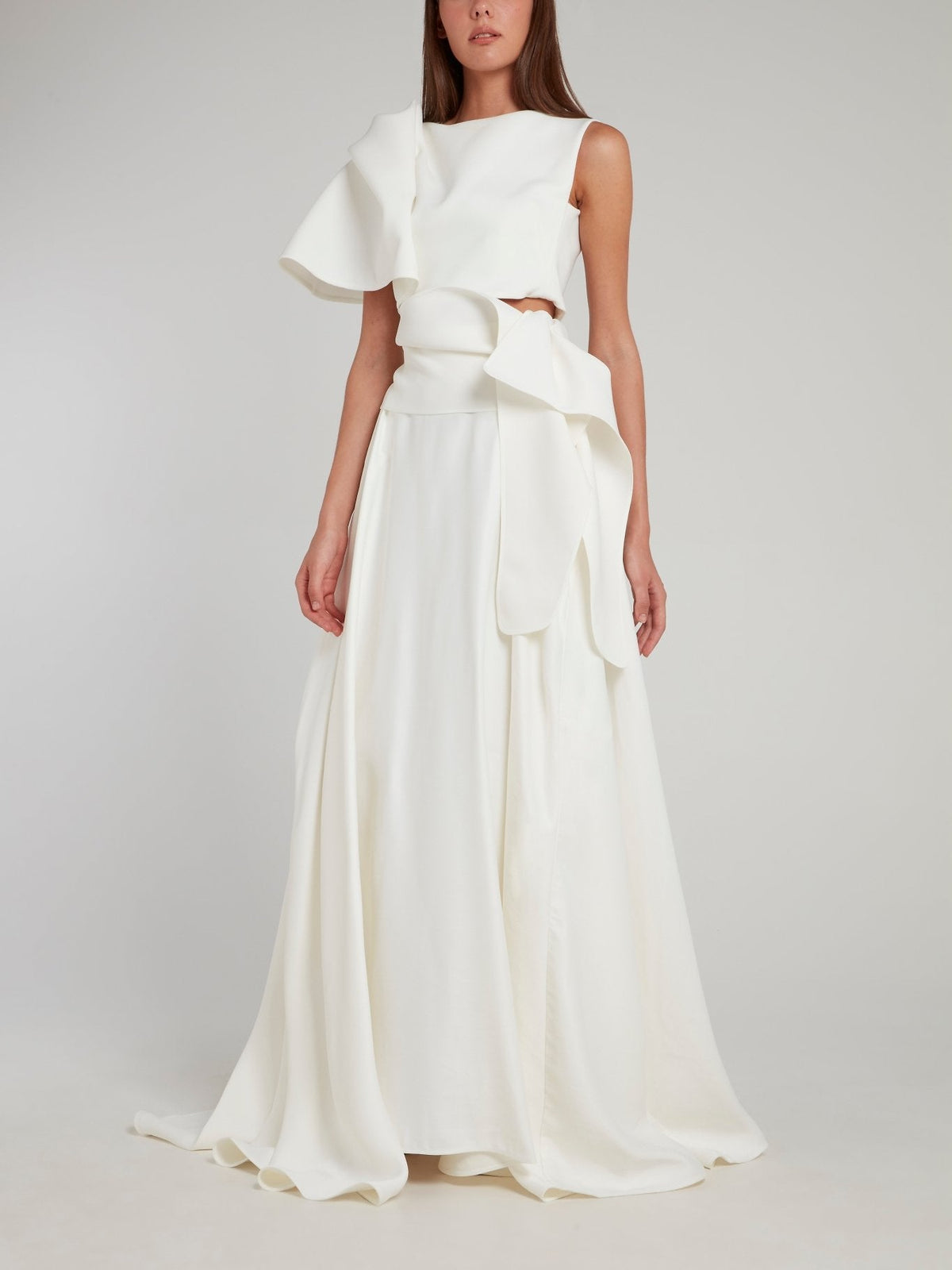 White Flared Evening Skirt