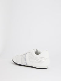 White Perforated Low Top Sneakers