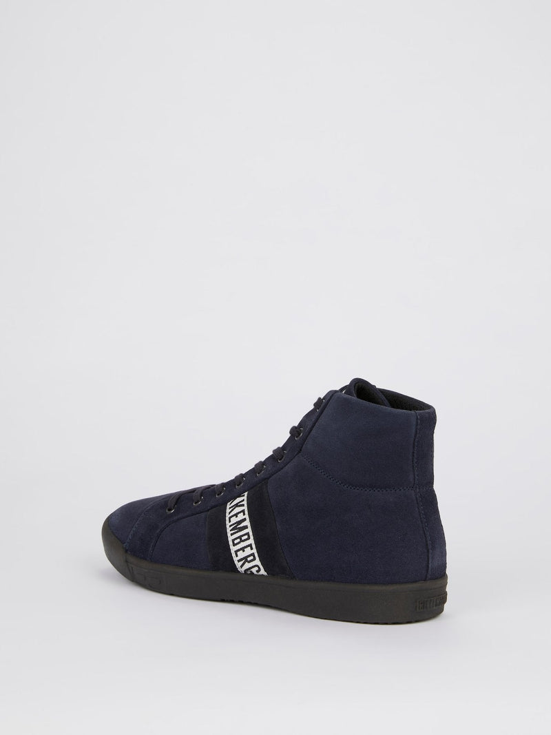 Navy High Top Suede Sneakers